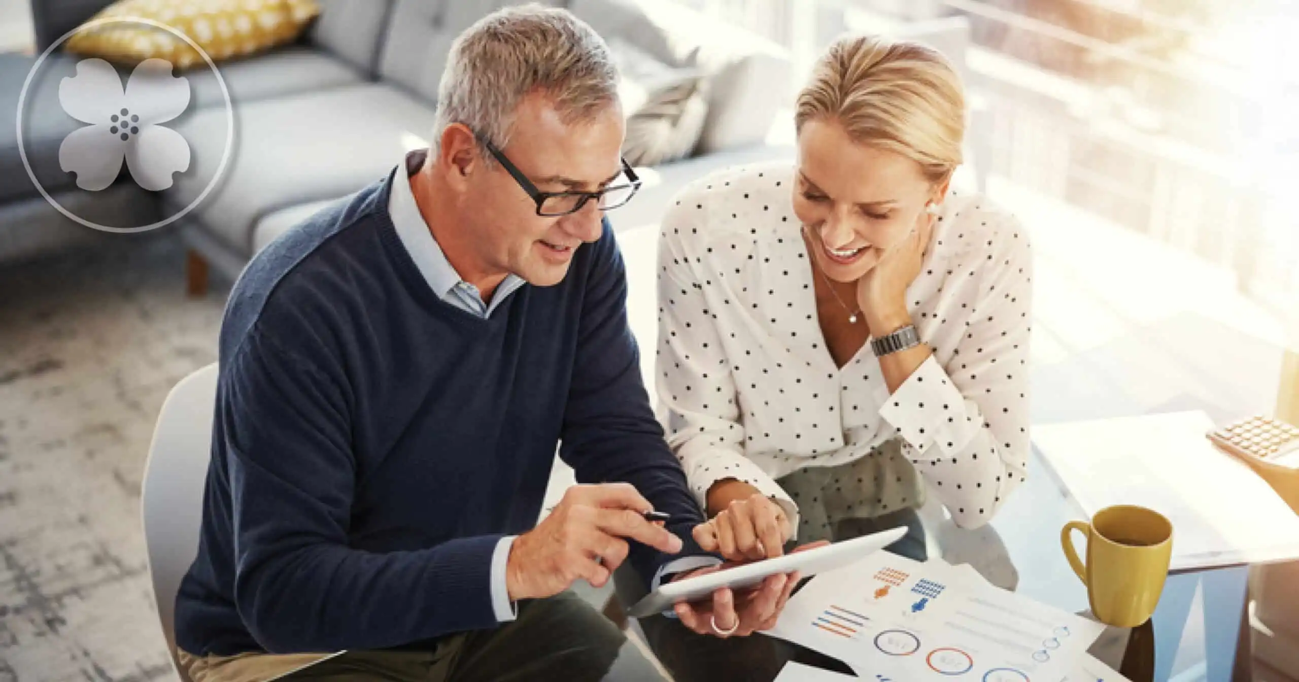 A couple looking at finances together.